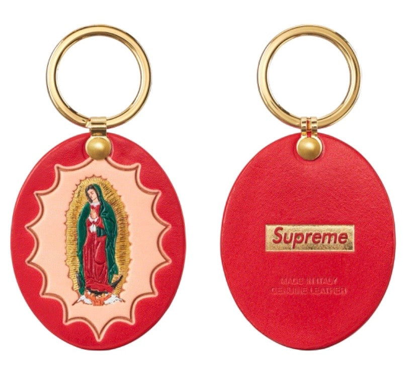 Supreme hot sale leather keychain