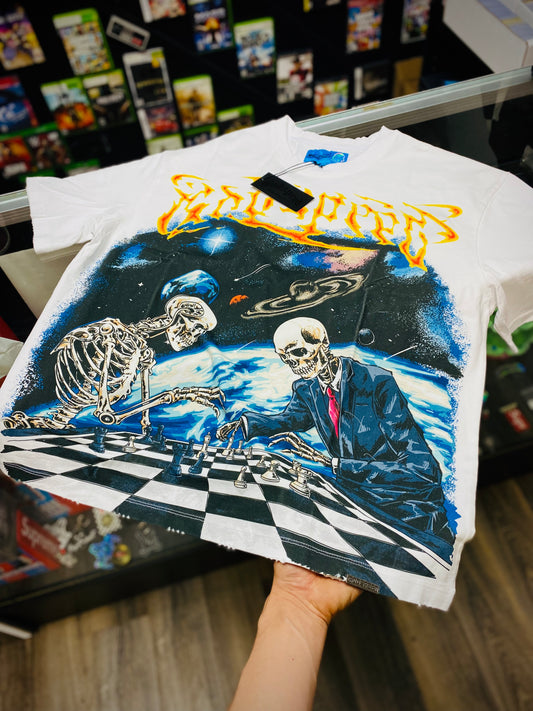 Godspeed Skeleton Checkers Tee Size Large