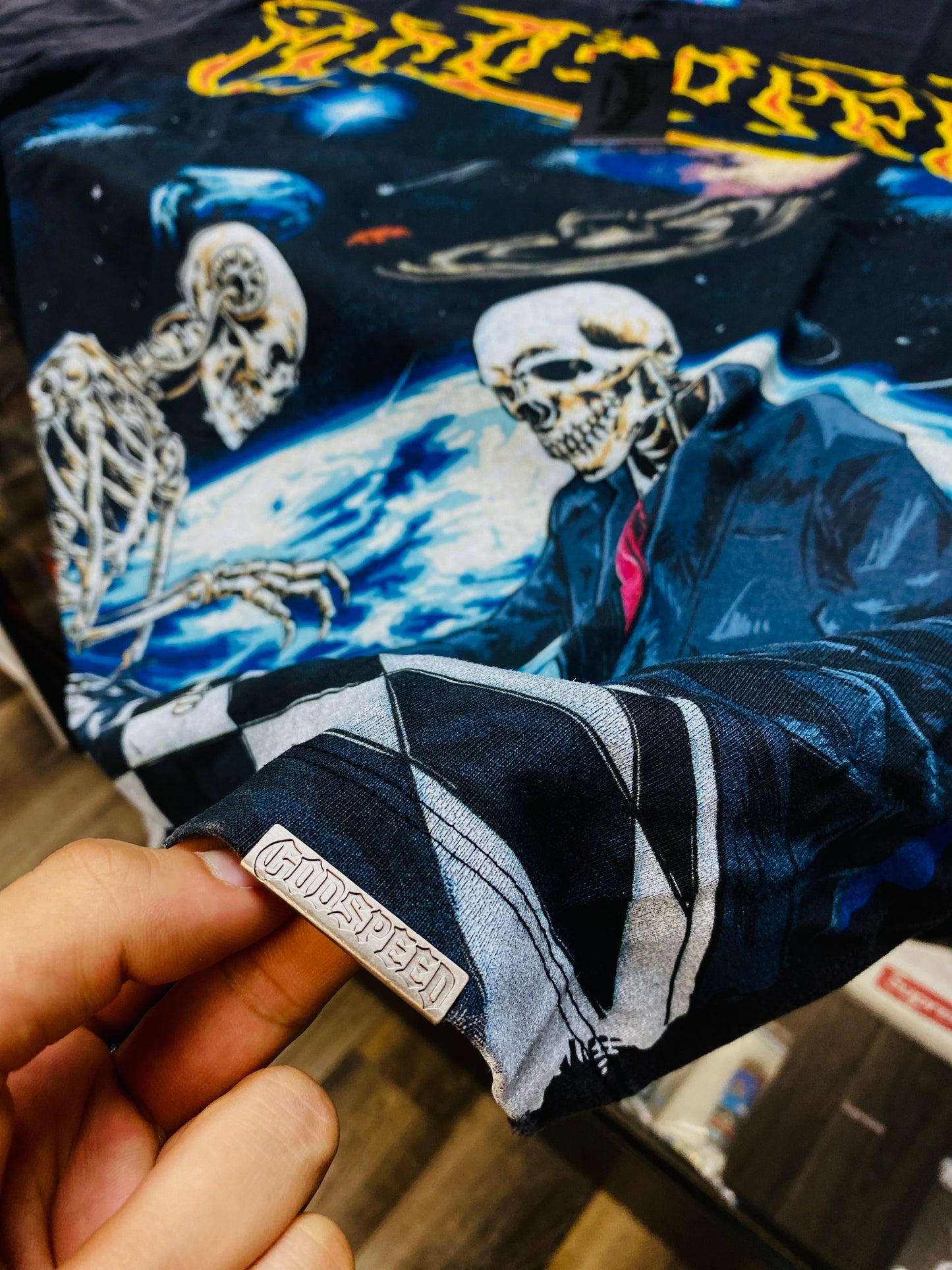 Godspeed Skeleton Checkers Tee Size XLarge
