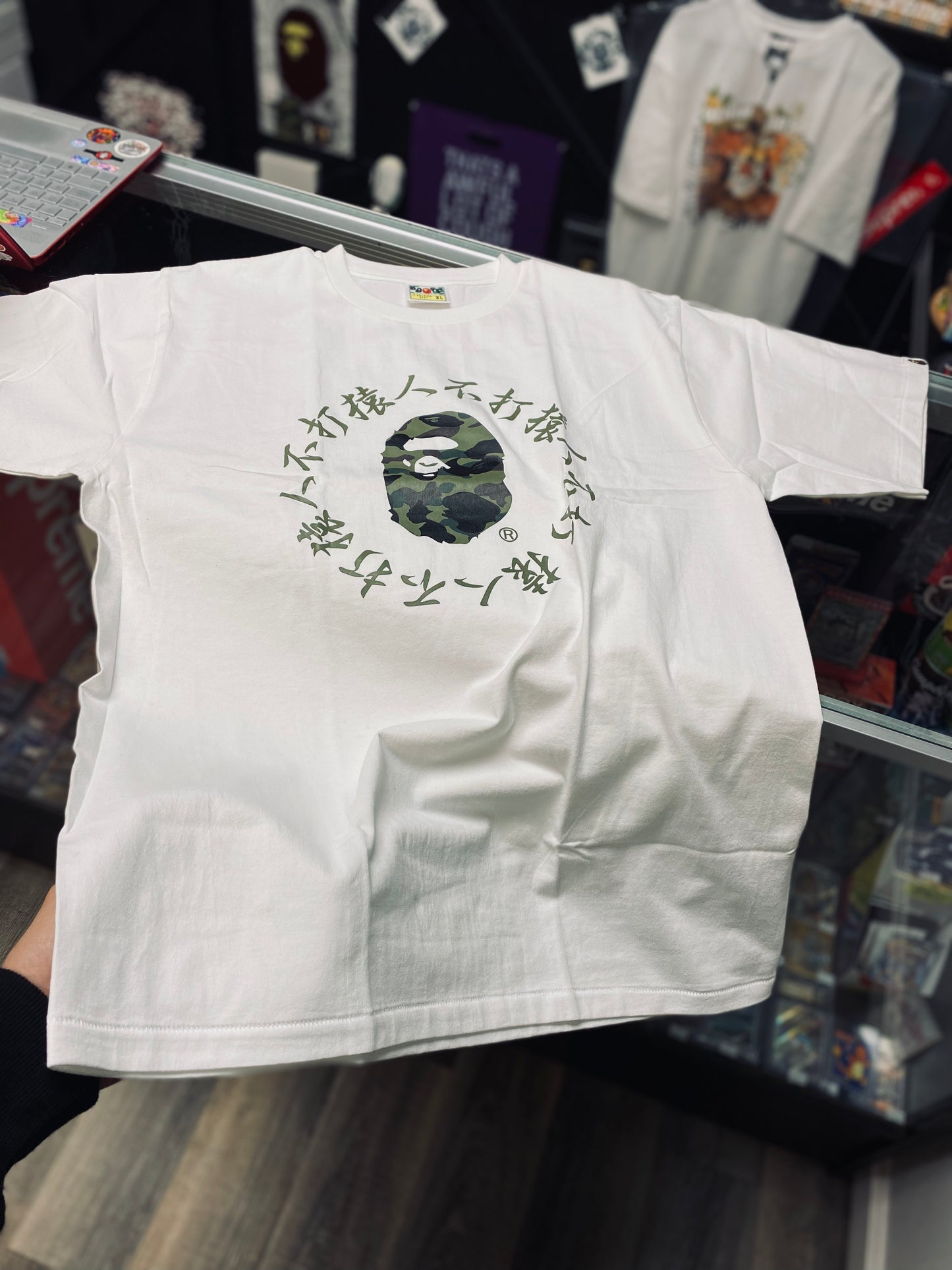 Bape Tee Mini Ape Head Green Camo