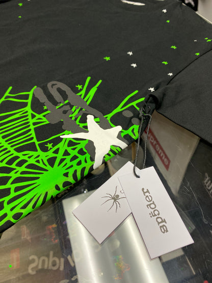 Sp5der Black Heavy Web SS Tee Small Oversized