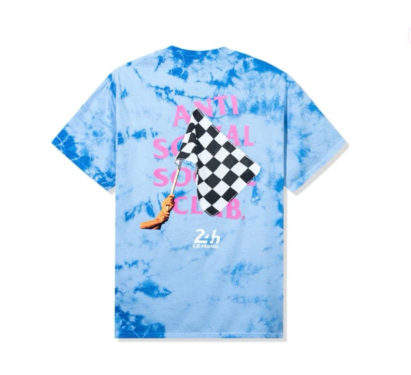 Chequered Flag Tie - Dye Tee Sky Blue